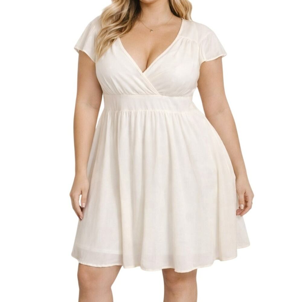 Eucalyptus Babydoll Dress Plus 3x Cream Cottage Coquette Whimsigoth Fairy Chic